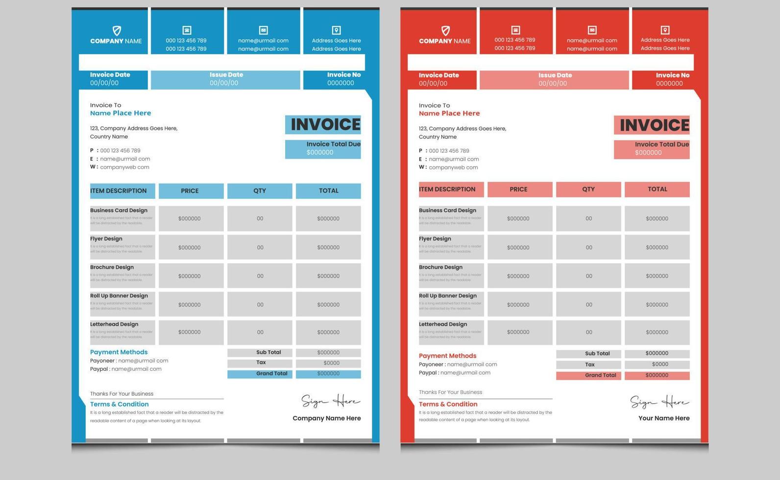 Elegant price money payment receipt  editable abstract creative office company modern professional corporate business style invoice design template. vector