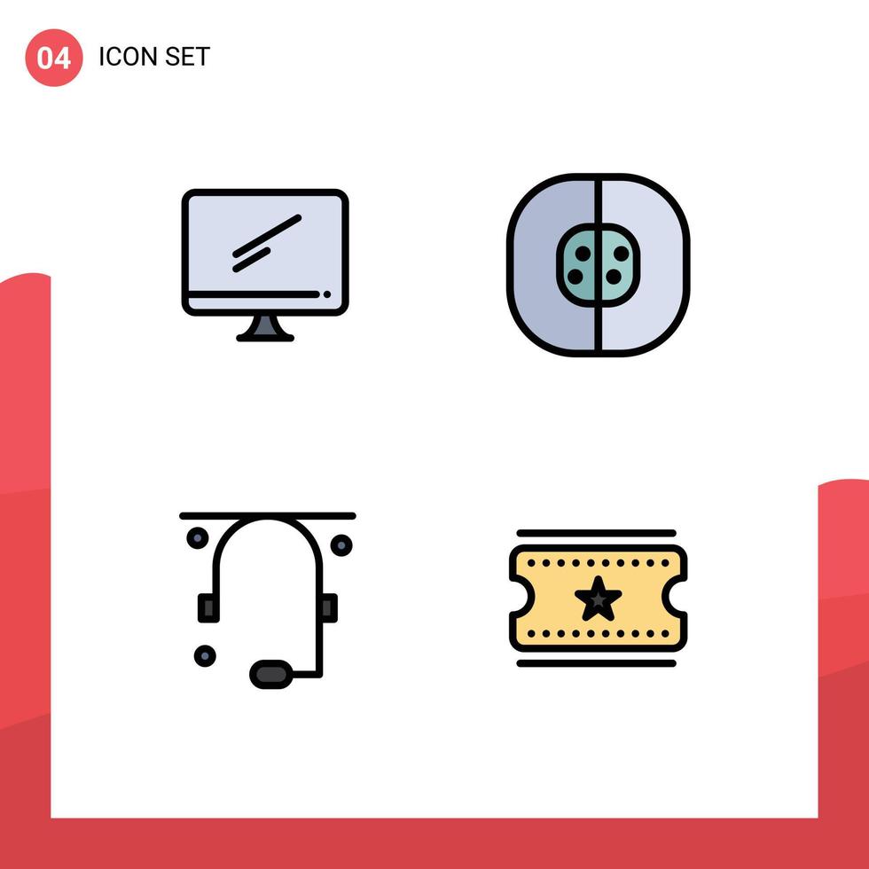 Modern Set of 4 Filledline Flat Colors Pictograph of computer laboratory imac biology conversation Editable Vector Design Elements