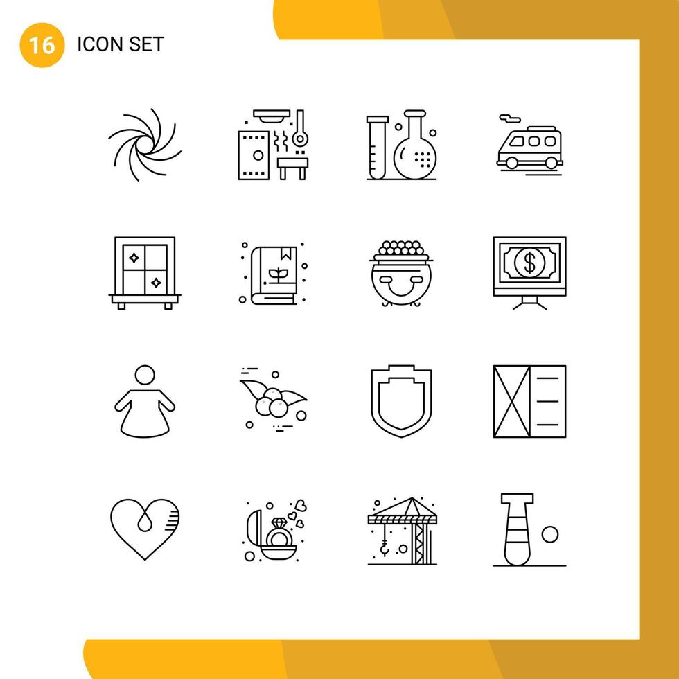 16 Outline concept for Websites Mobile and Apps book interior fitness van bus Editable Vector Design Elements