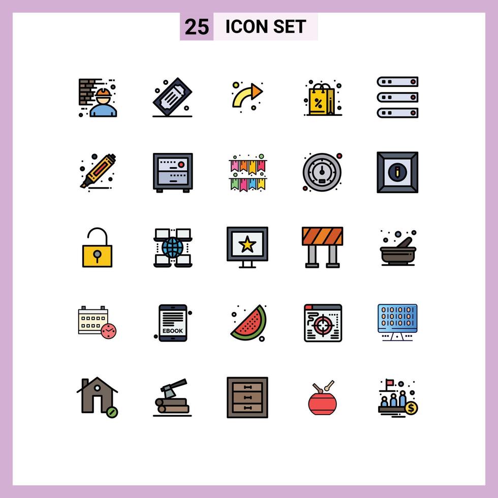 25 Creative Icons Modern Signs and Symbols of purchases discount theater tickets up curved Editable Vector Design Elements