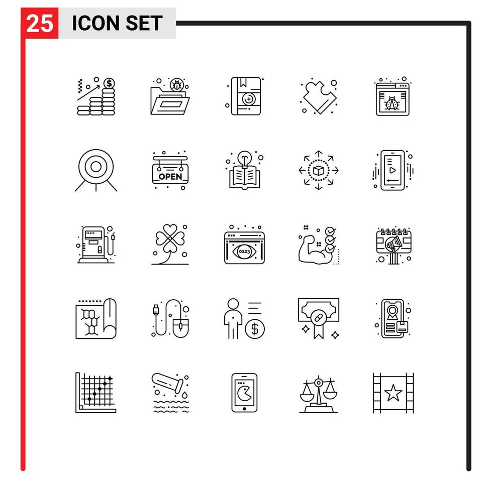 Universal Icon Symbols Group of 25 Modern Lines of virus browser virus solution complex Editable Vector Design Elements