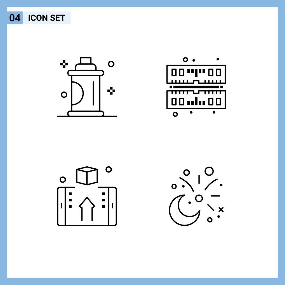 Pictogram Set of 4 Simple Filledline Flat Colors of beauty finance salon memory online Editable Vector Design Elements