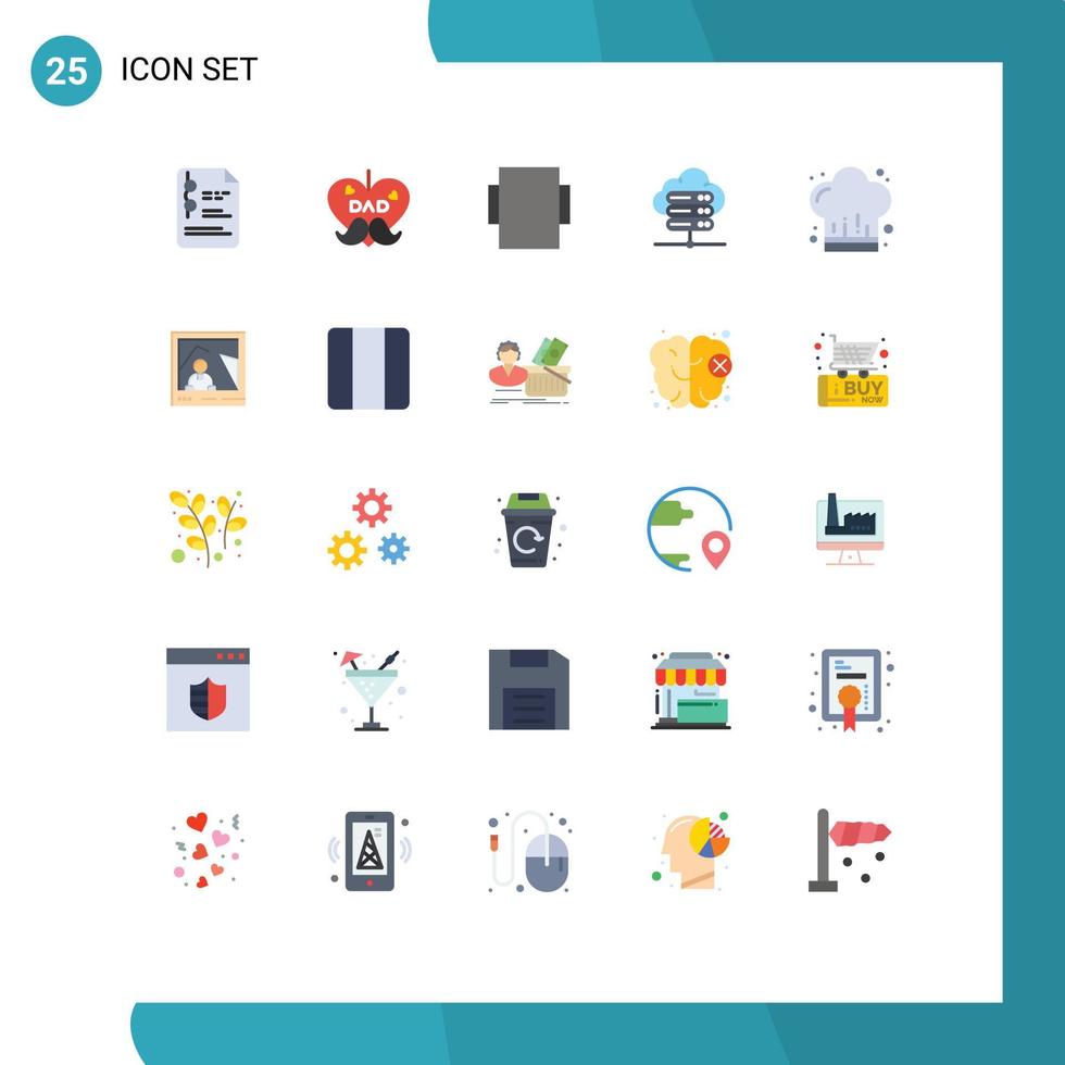 Modern Set of 25 Flat Colors Pictograph of picture kitchen layout cook server connection Editable Vector Design Elements