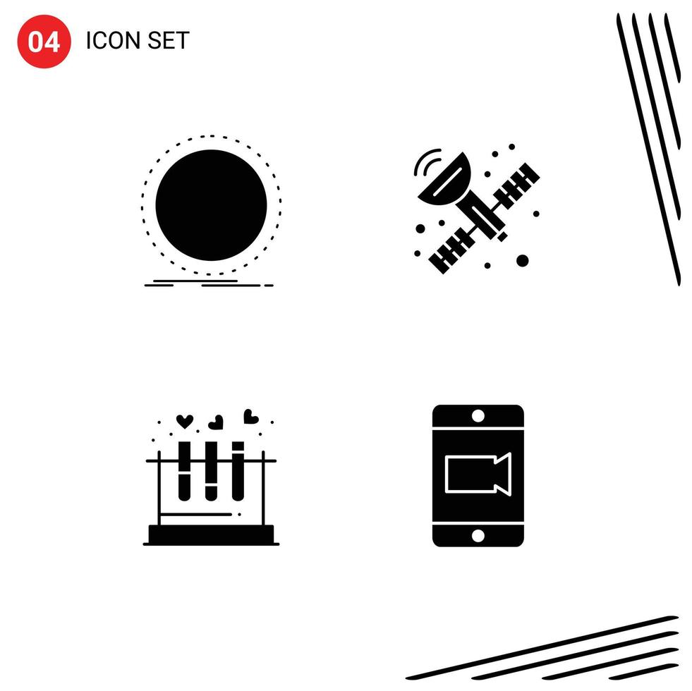 User Interface Solid Glyph Pack of modern Signs and Symbols of disc lab record satellite heart Editable Vector Design Elements