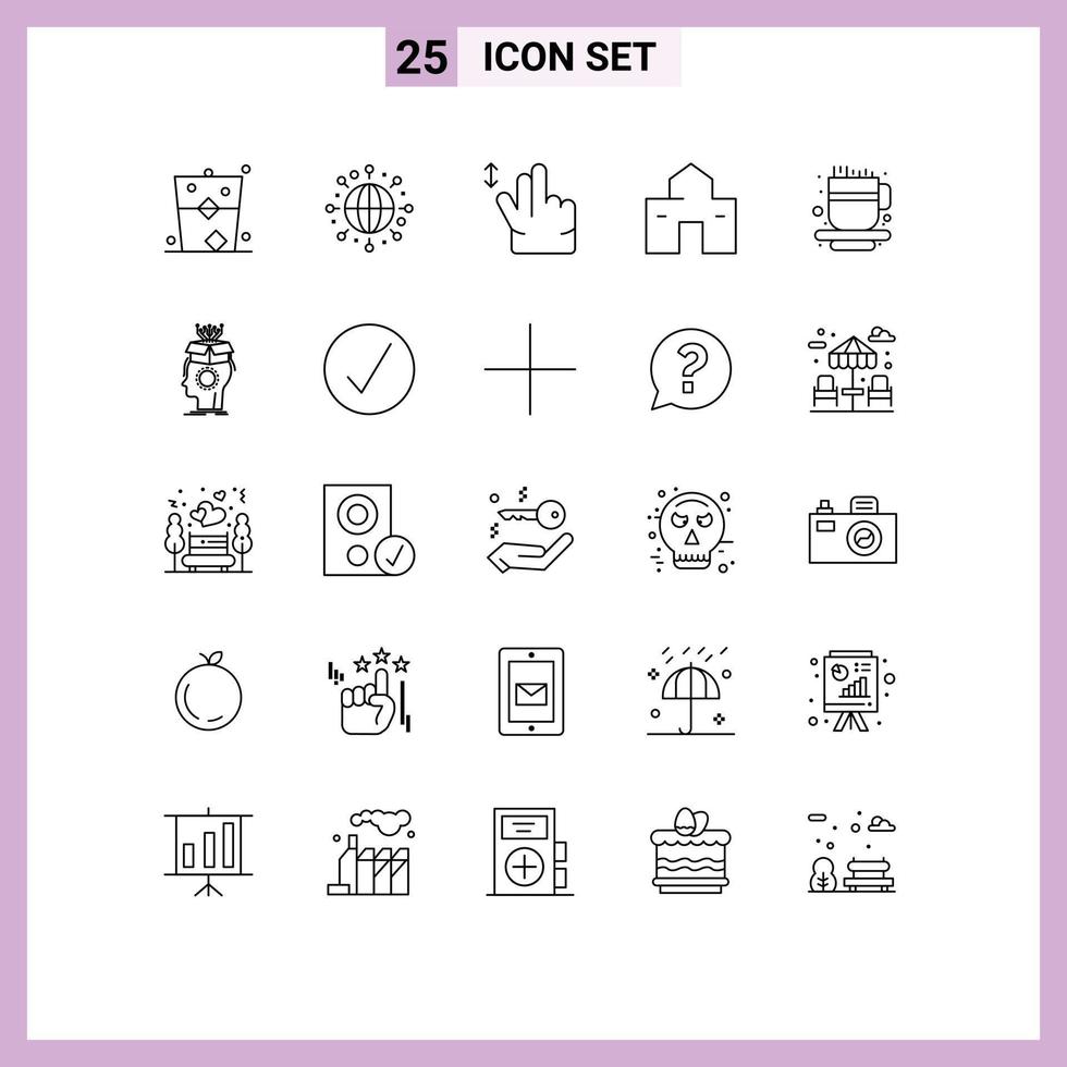 25 iconos creativos signos y símbolos modernos de cup shack gesto choza hogar elementos de diseño vectorial editables vector