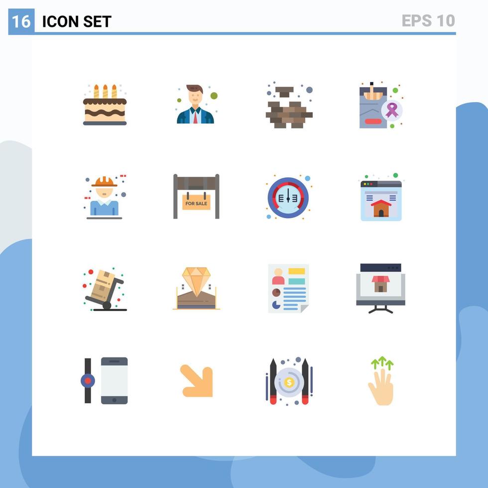 Universal Icon Symbols Group of 16 Modern Flat Colors of birthday problem officer police cigarette Editable Pack of Creative Vector Design Elements