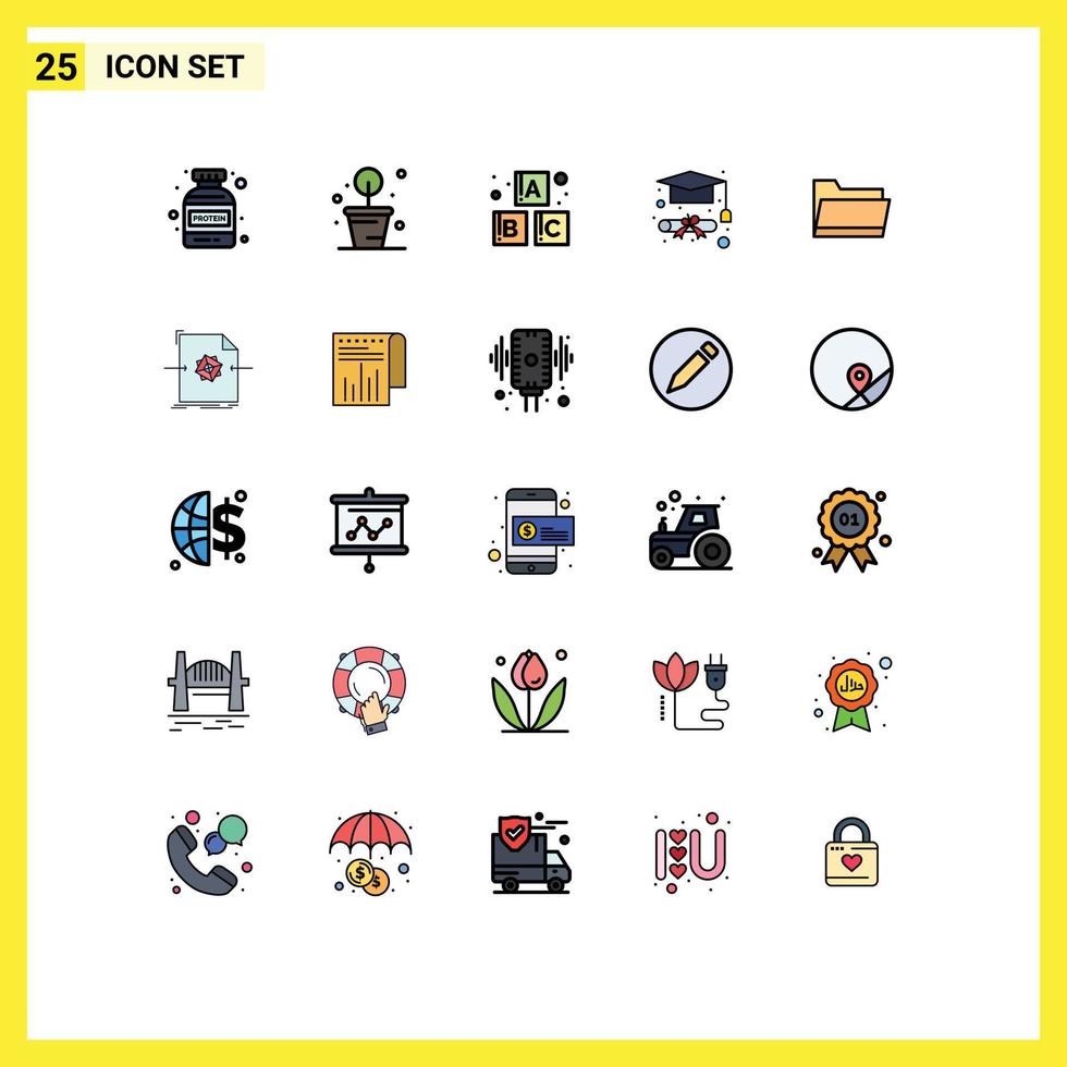 Set of 25 Modern UI Icons Symbols Signs for file storage blocks data folder Editable Vector Design Elements