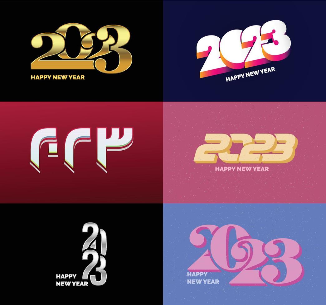Big Set of 2023 Happy New Year logo text design 2023 number design template vector
