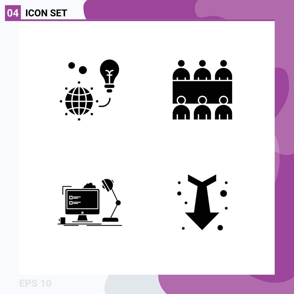 4 Creative Icons Modern Signs and Symbols of protection workstation light bulb meeting lamp Editable Vector Design Elements