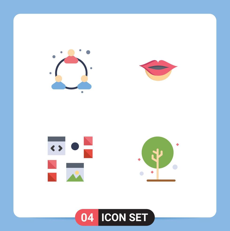 Flat Icon Pack of 4 Universal Symbols of web programming lips develop green Editable Vector Design Elements