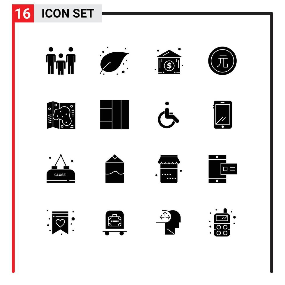 User Interface Pack of 16 Basic Solid Glyphs of location value dollar house finance coin Editable Vector Design Elements
