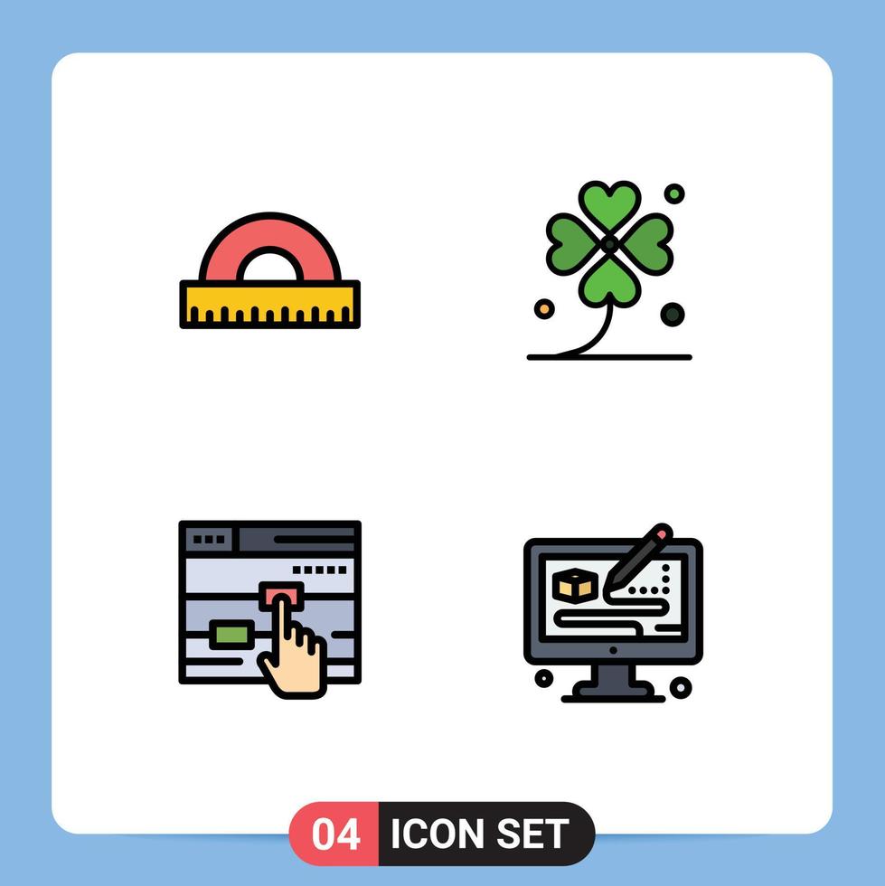 Universal Icon Symbols Group of 4 Modern Filledline Flat Colors of design click geometry ireland touch Editable Vector Design Elements