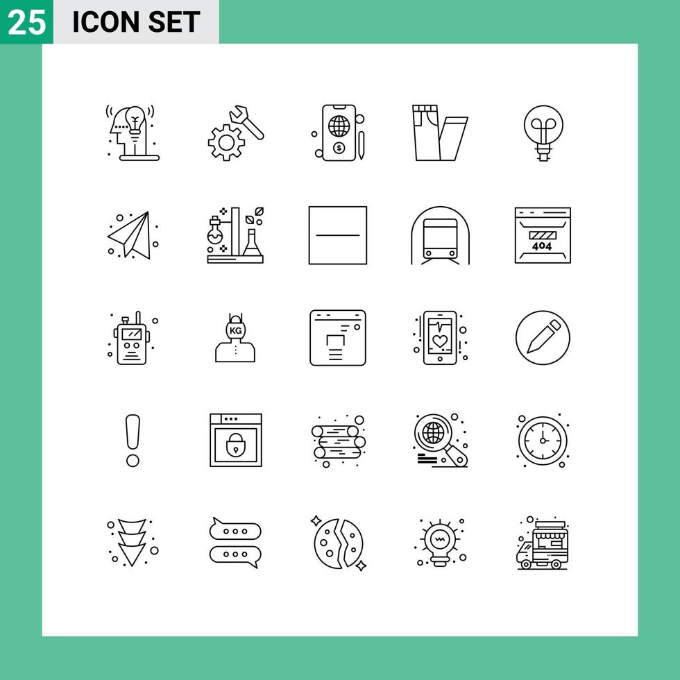 25 Creative Icons Modern Signs and Symbols of education design globe light pants Editable Vector Design Elements