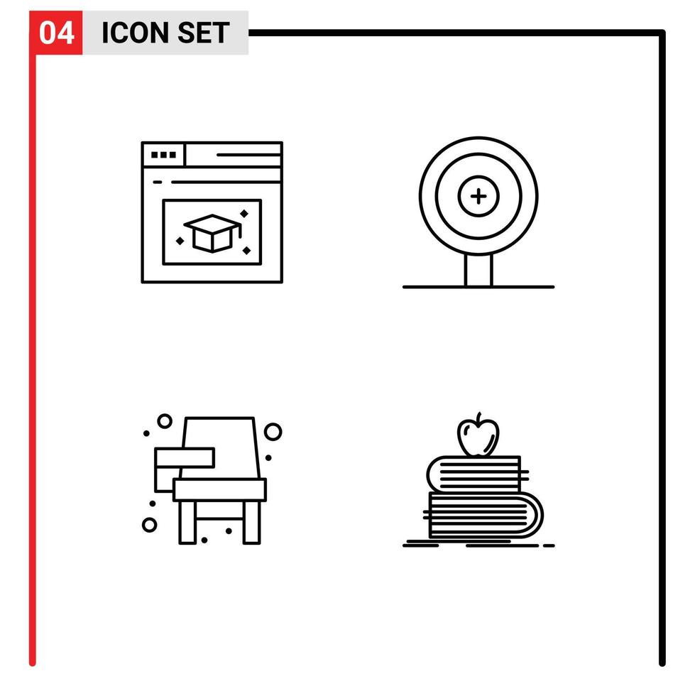 paquete de iconos de vectores de stock de 4 signos y símbolos de línea para la silla de negocios de aprendizaje de página web elementos de diseño de vectores editables de regreso a la escuela