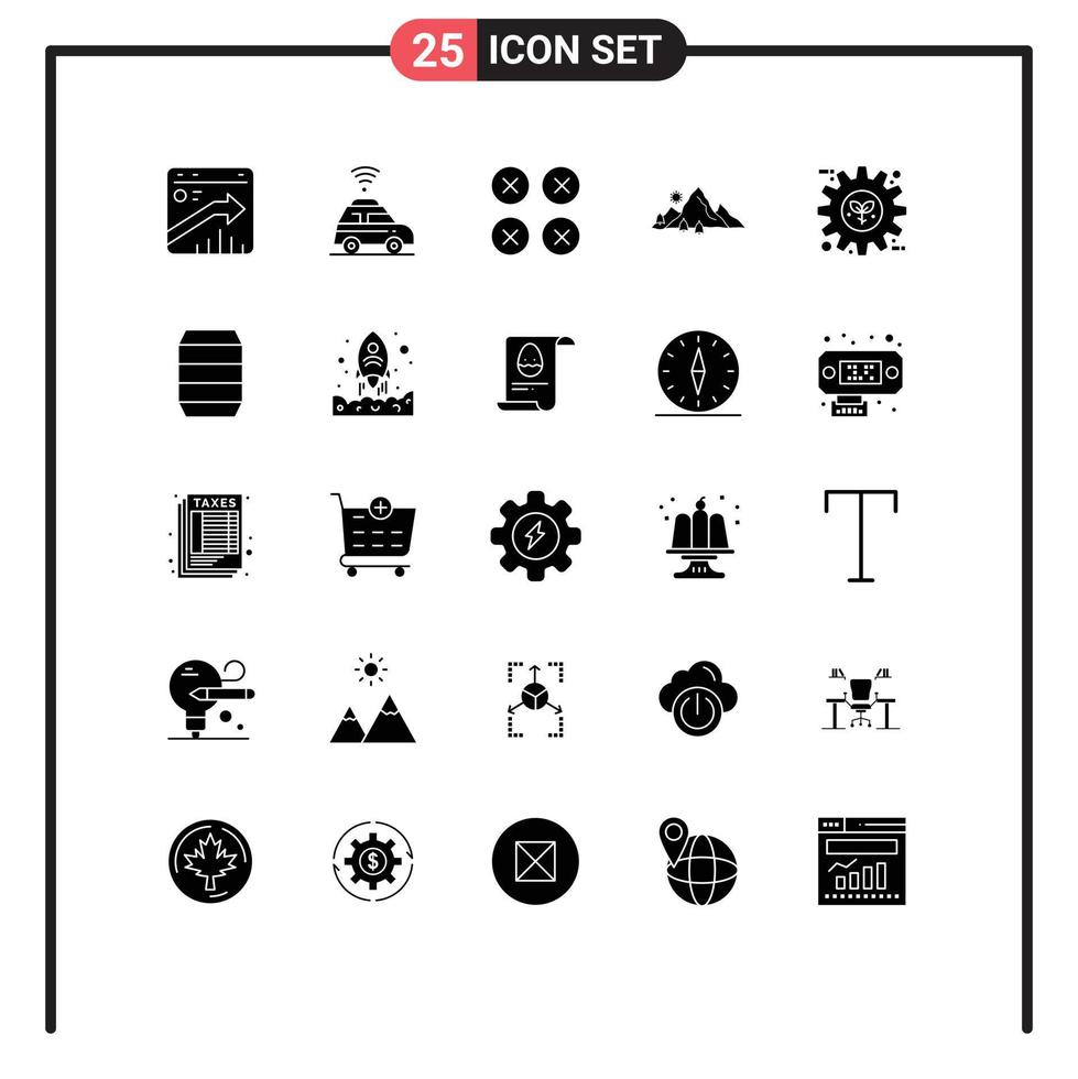 Solid Glyph Pack of 25 Universal Symbols of tree hill abstract landscape ux Editable Vector Design Elements