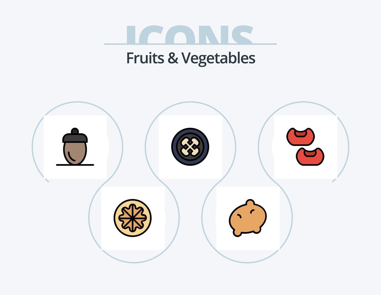 Fruits and Vegetables Line Filled Icon Pack 5 Icon Design. . fruits. sparrowgrass. fruit. dessert vector
