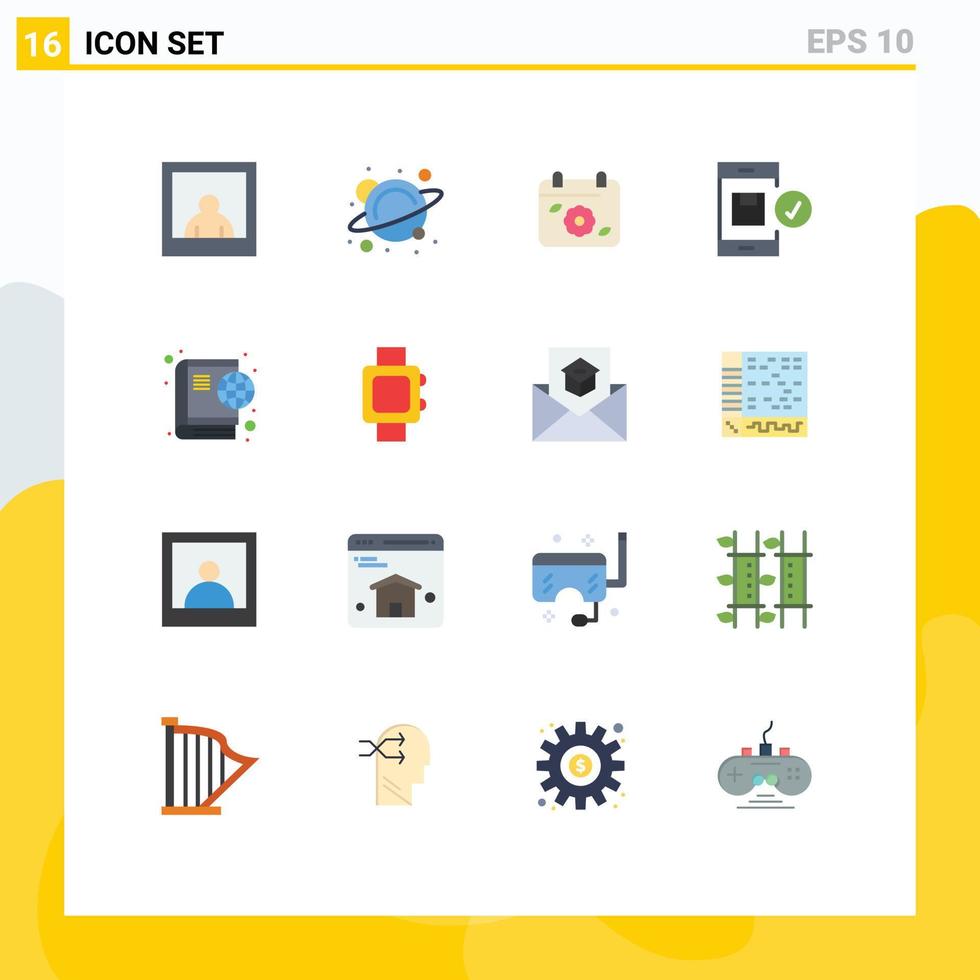 conjunto de 16 colores planos comerciales paquete para foto calendario escolar de primavera comprobar paquete editable de elementos creativos de diseño de vectores