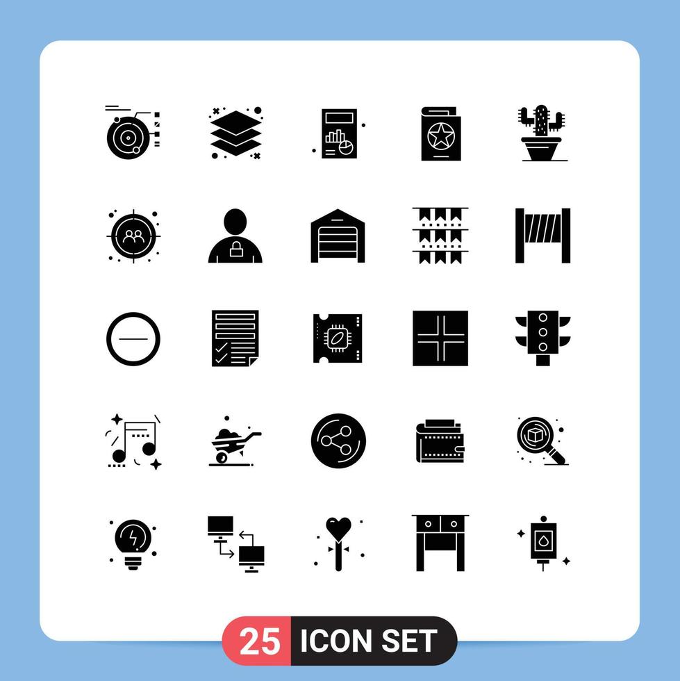 25 Universal Solid Glyphs Set for Web and Mobile Applications cactus spells business halloween book Editable Vector Design Elements