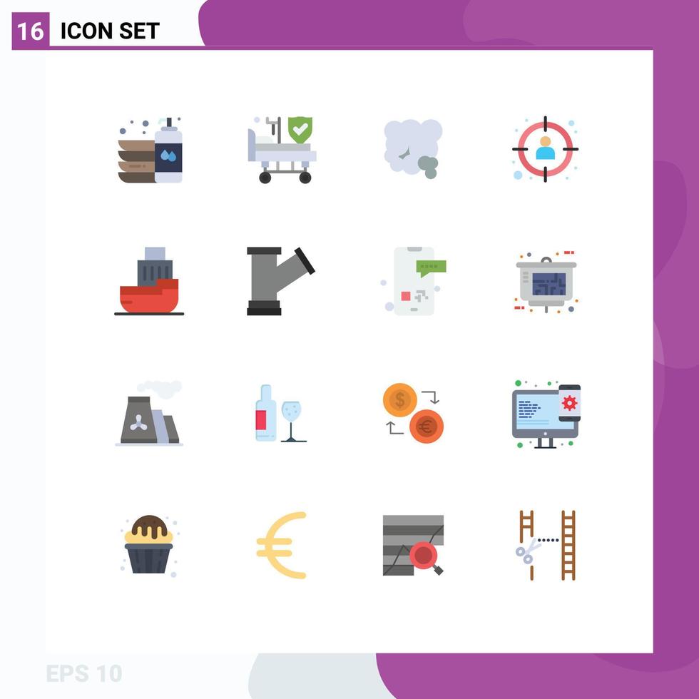 Universal Icon Symbols Group of 16 Modern Flat Colors of bottle air liquid hospital environment Editable Pack of Creative Vector Design Elements