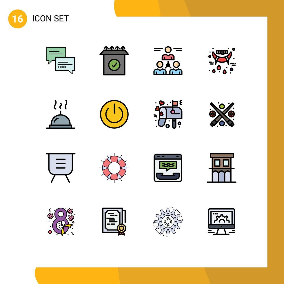 conjunto de 16 iconos de interfaz de usuario modernos símbolos signos para comida vampiro usuario dientes halloween elementos de diseño de vectores creativos editables