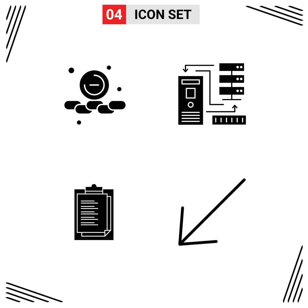 Editable Vector Line Pack of 4 Simple Solid Glyphs of less notepad web database result Editable Vector Design Elements