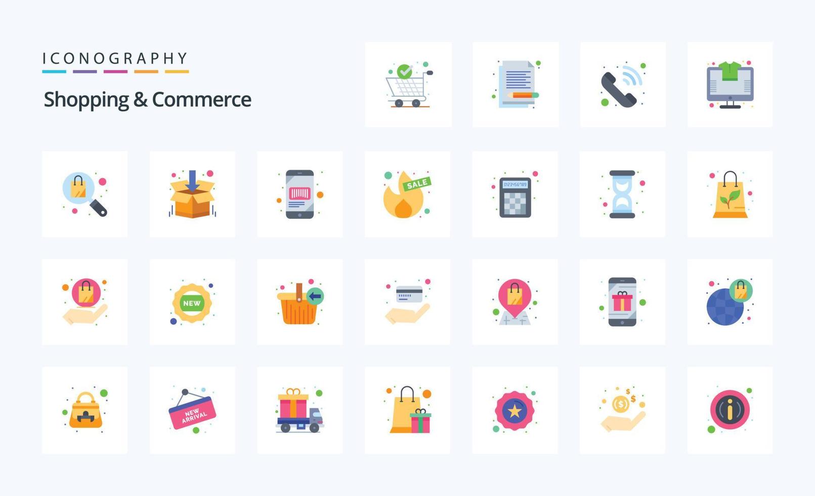 25 Shopping And Commerce Flat color icon pack vector