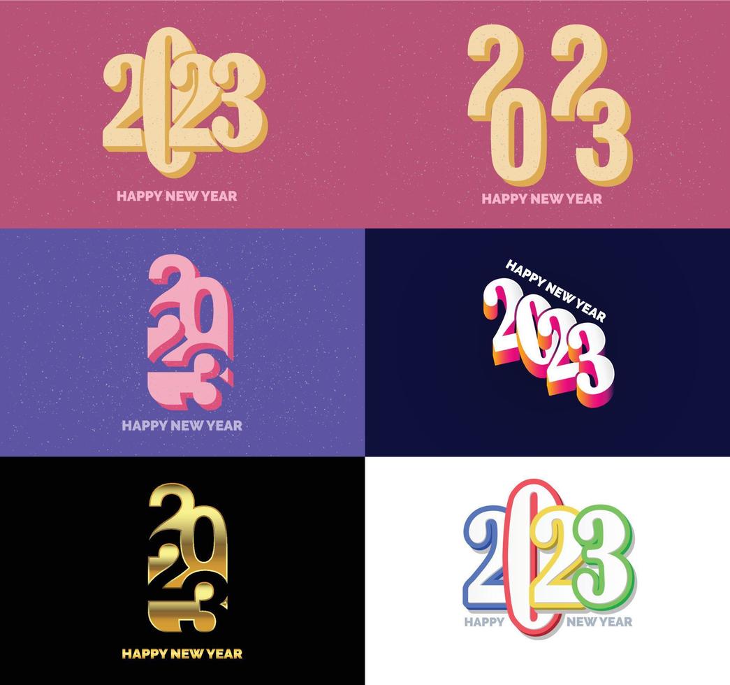 Big Set of 2023 Happy New Year logo text design 2023 number design template vector