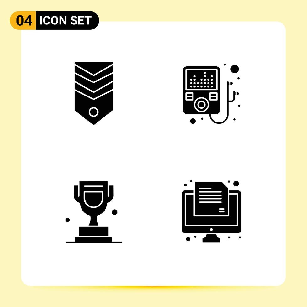 Solid Glyph concept for Websites Mobile and Apps badge trophy stripes player exam Editable Vector Design Elements