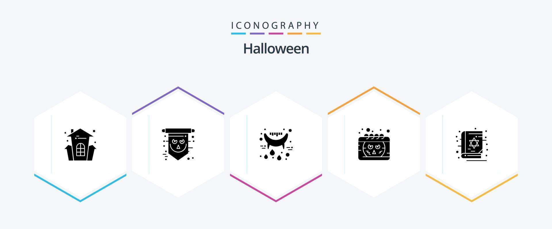 Halloween 25 Glyph icon pack including book. halloween. spooky. date. vampire vector