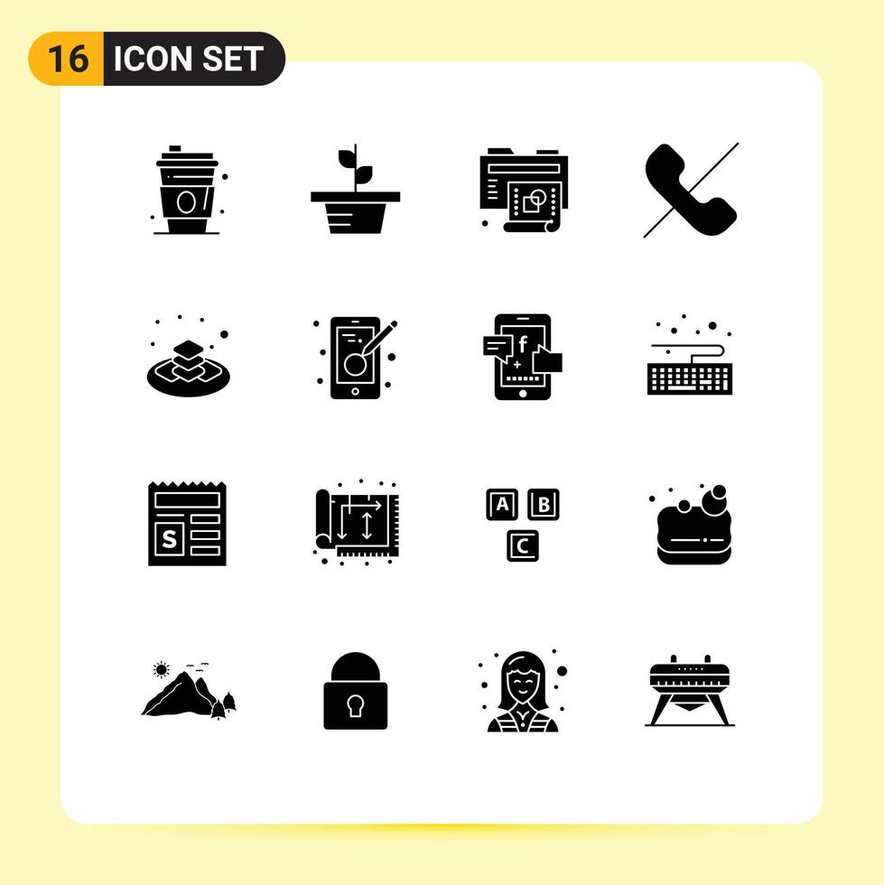 16 Creative Icons Modern Signs and Symbols of plate phone creative mobile call Editable Vector Design Elements