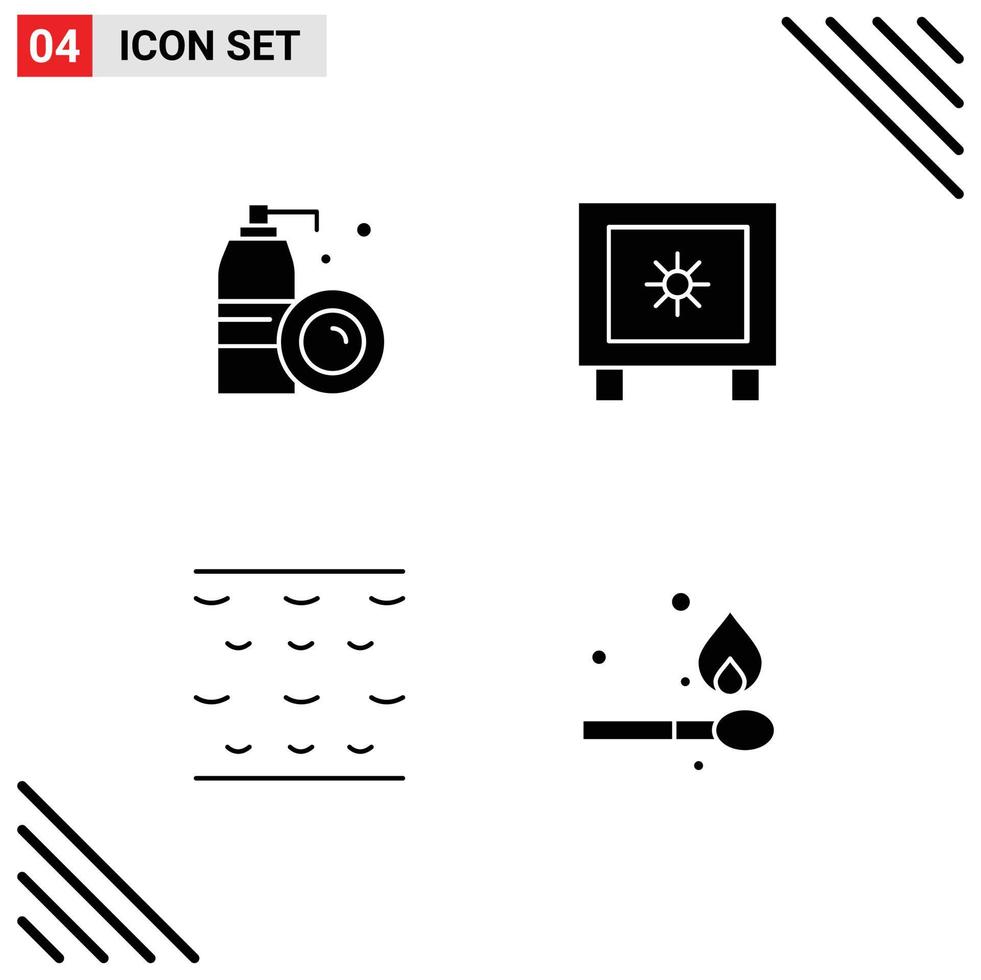 paquete de iconos de vector de stock de 4 signos y símbolos de línea para elementos de diseño de vector editables de camping global de spray de agua en aerosol