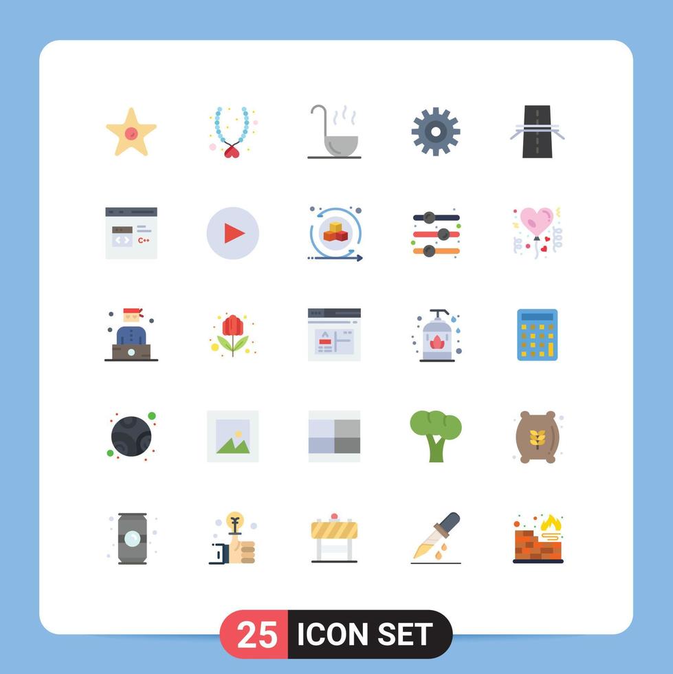 Universal Icon Symbols Group of 25 Modern Flat Colors of creative bridge kitchen cogs setting Editable Vector Design Elements