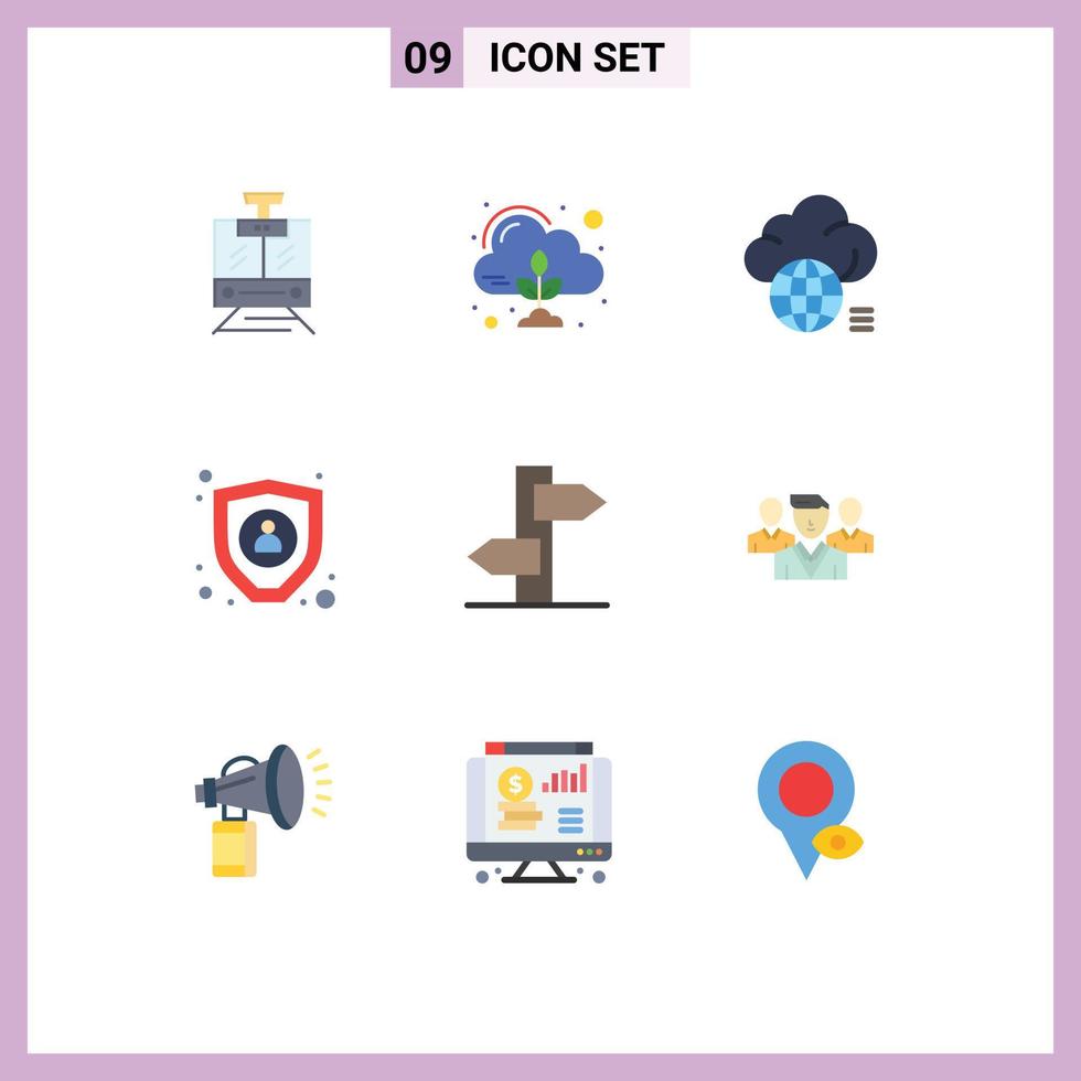 Pictogram Set of 9 Simple Flat Colors of holiday personal cloud encryption technology Editable Vector Design Elements