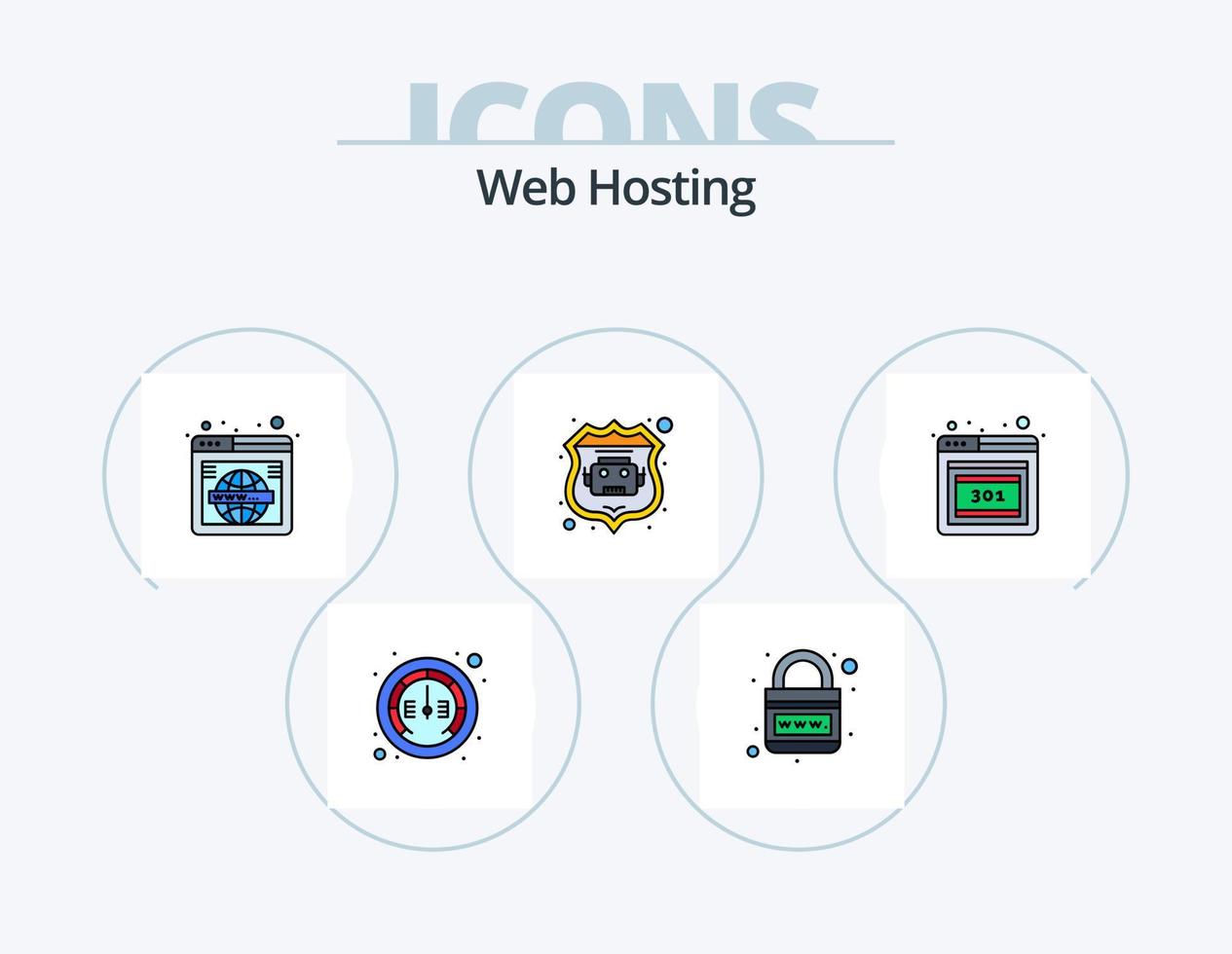 Web Hosting Line Filled Icon Pack 5 Icon Design. lock. earth. international. web. comment vector