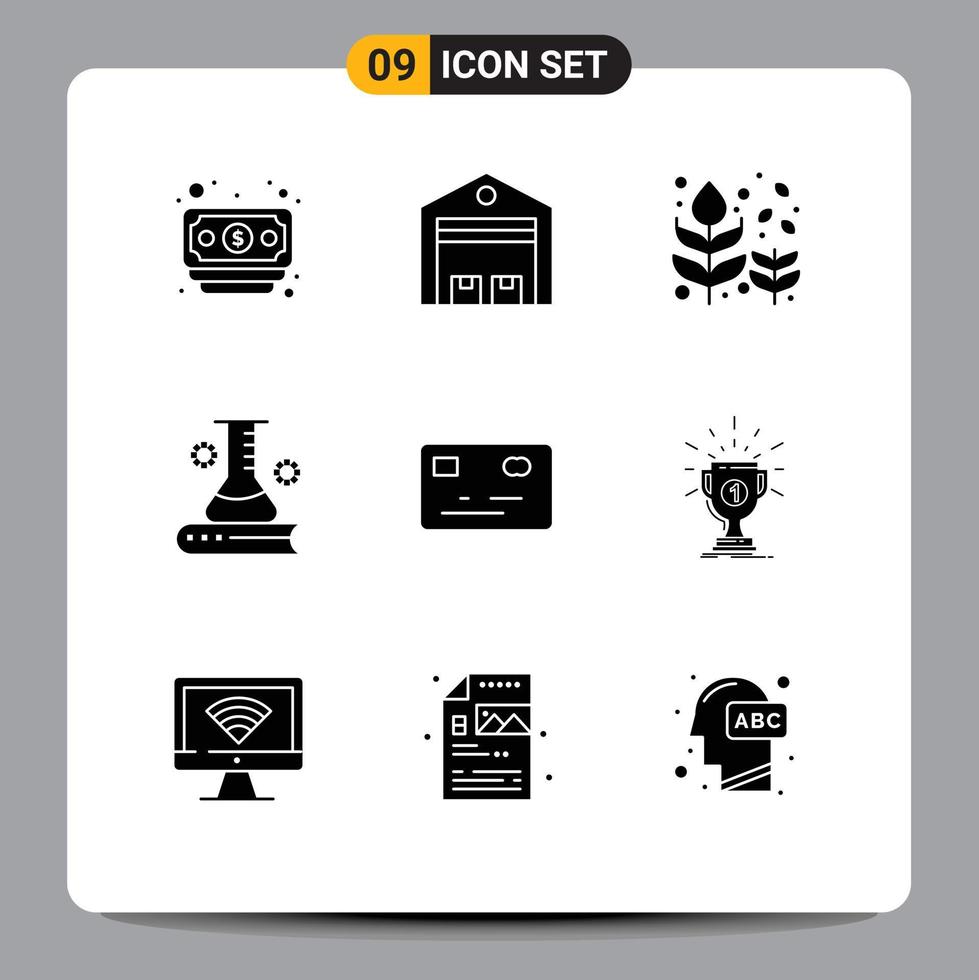 Modern Set of 9 Solid Glyphs Pictograph of scientific science information autumn science book tree Editable Vector Design Elements