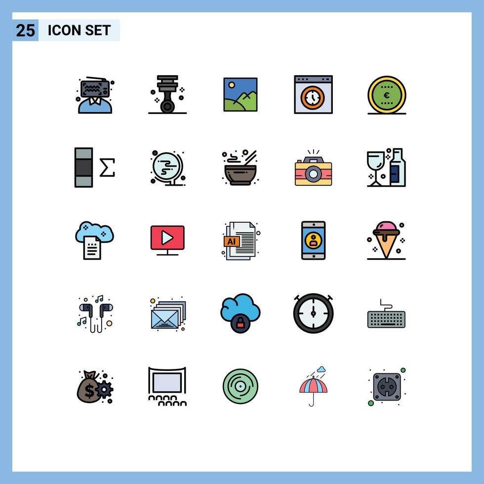 25 Creative Icons Modern Signs and Symbols of business speedometer image page browser Editable Vector Design Elements