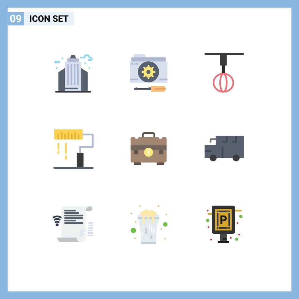 Set of 9 Modern UI Icons Symbols Signs for paint design tools coding house Editable Vector Design Elements