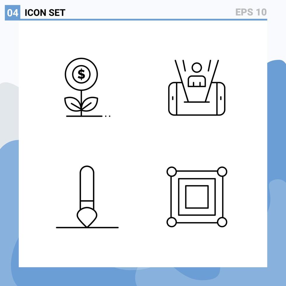 4 iconos creativos signos y símbolos modernos de pincel de dinero elementos de diseño vectorial editables de pincel de celda de dólar vector