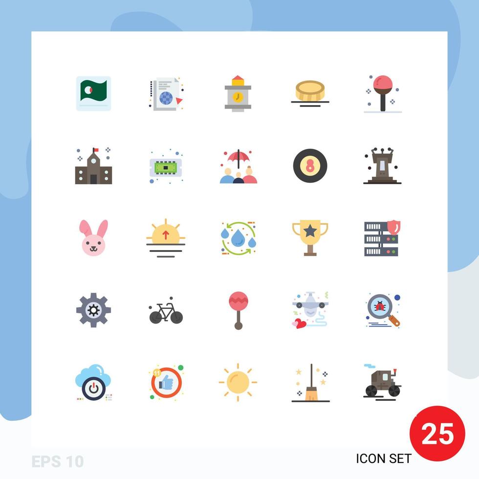 Group of 25 Modern Flat Colors Set for food cooking sync money cash Editable Vector Design Elements