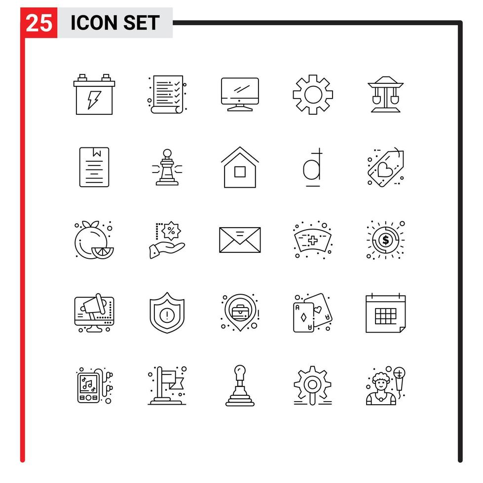 Group of 25 Modern Lines Set for well global monitor logistic setting Editable Vector Design Elements