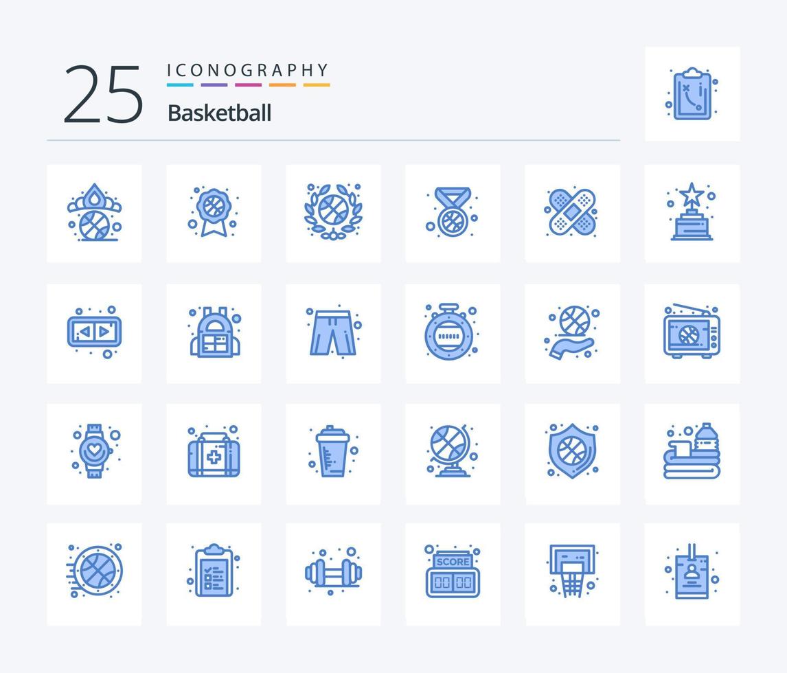 Basketball 25 Blue Color icon pack including award. injury. basketball. bandage. prize vector