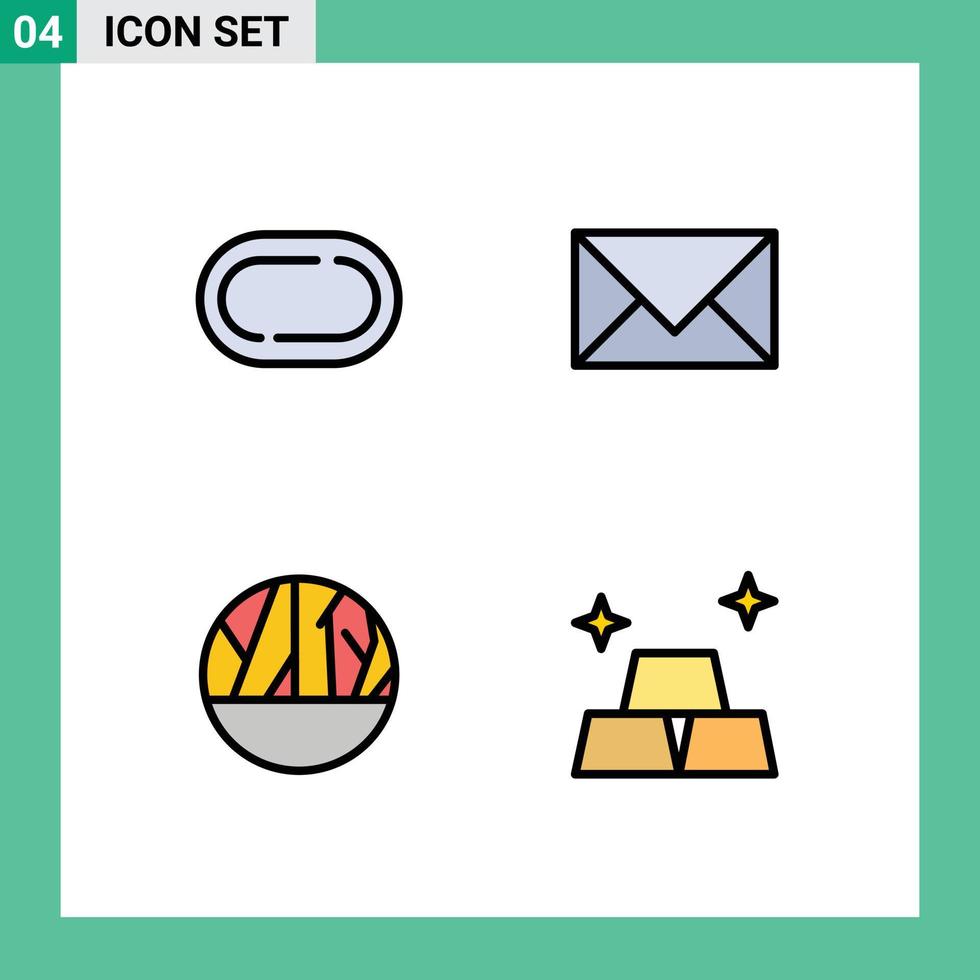 Pictogram Set of 4 Simple Filledline Flat Colors of road infection communication email skin wound Editable Vector Design Elements
