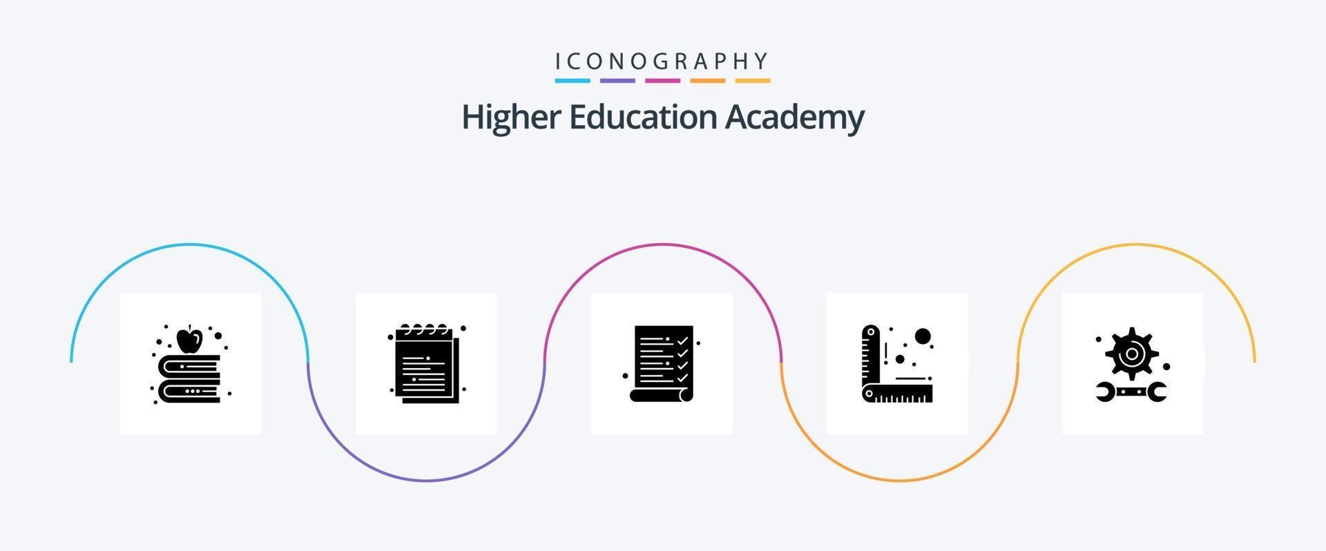 Academy Glyph 5 Icon Pack Including study. education. audit. academy. measure vector