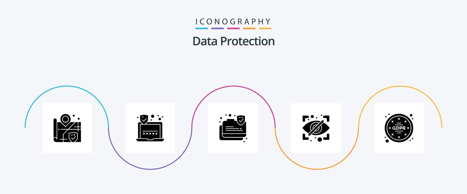 Data Protection Glyph 5 Icon Pack Including data. privacy. protection. gdpr. private vector