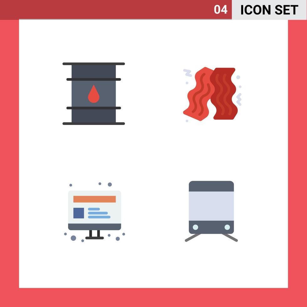 4 Thematic Vector Flat Icons and Editable Symbols of can seo delivery food webpage Editable Vector Design Elements
