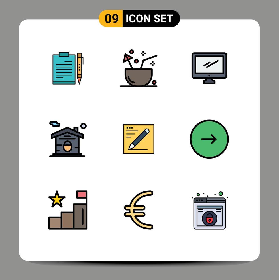 9 Filledline Flat Color concept for Websites Mobile and Apps home imac drink device computer Editable Vector Design Elements