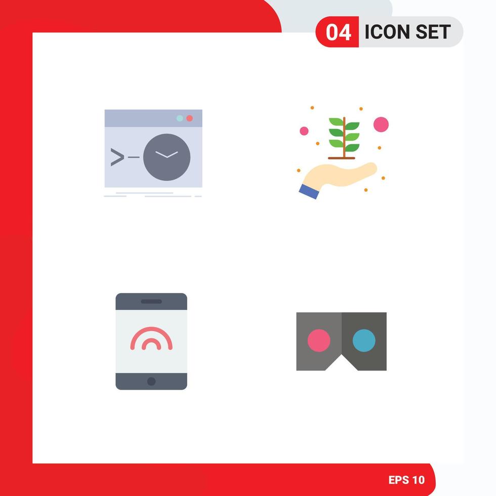 Pack of 4 creative Flat Icons of admin touch software growth vr Editable Vector Design Elements