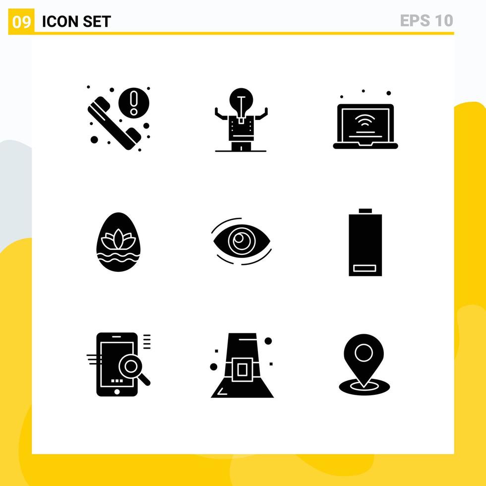 Mobile Interface Solid Glyph Set of 9 Pictograms of holidays egg potential easter egg iot Editable Vector Design Elements