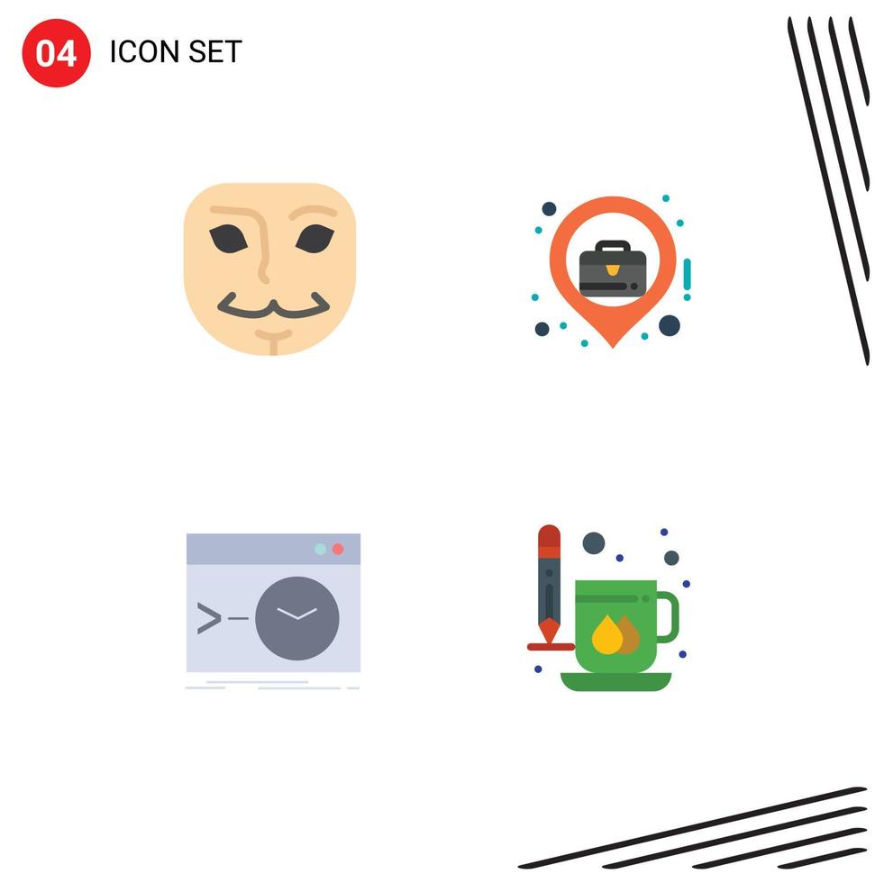 Modern Set of 4 Flat Icons Pictograph of anonymous root city business location terminal Editable Vector Design Elements