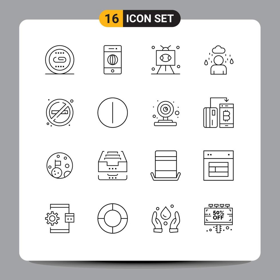 16 Creative Icons Modern Signs and Symbols of fire cloud world man sports Editable Vector Design Elements